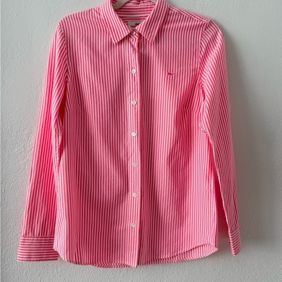 Vineyard Vines Tops - Vineyard Vines‎ Preppy Pink and White Striped Button Down Shirt Size 4